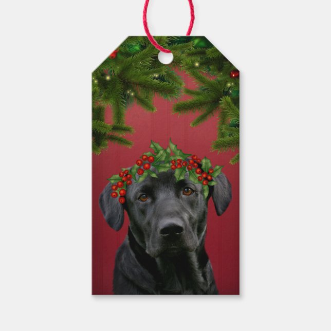 Black Lab Weihnachten Geschenkanhänger (Vorderseite)