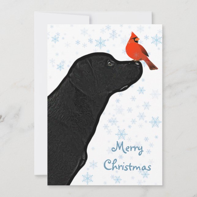 Black Lab Weihnachten Kardinal - Niedlicher Labrad Einladung (Vorderseite)