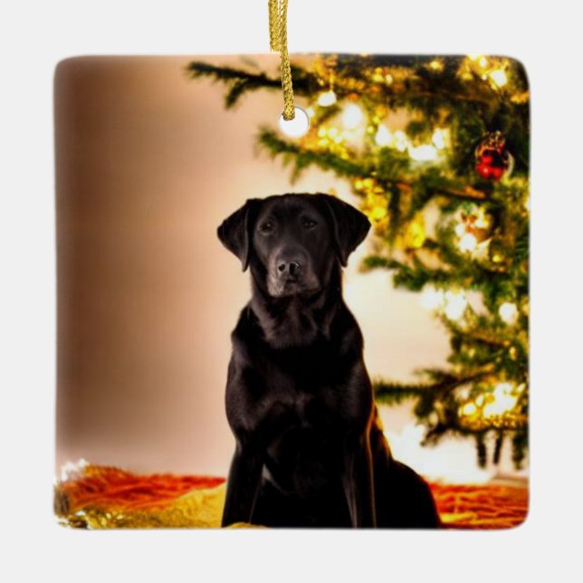 Black Lab Weihnachten Keramikornament (Vorderseite)