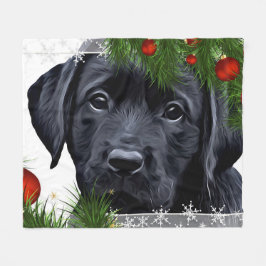 Black Lab Weihnachten - Niedlicher Hund Welpe Labr Fleecedecke