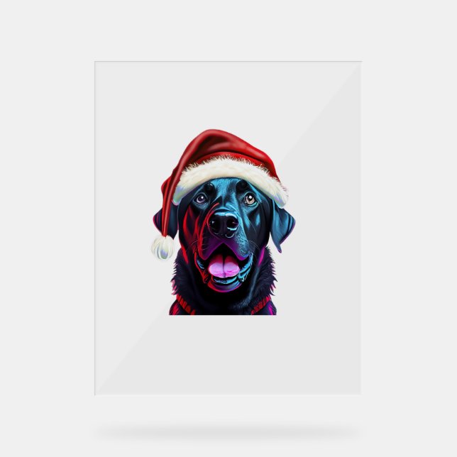 Black Lab Weihnachts-Magic_ Labrador in der Weihna Acrylschild (Vorderseite)