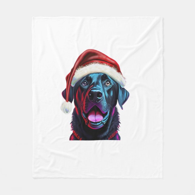 Black Lab Weihnachts-Magic_ Labrador in der Weihna Fleecedecke (Vorderseite)