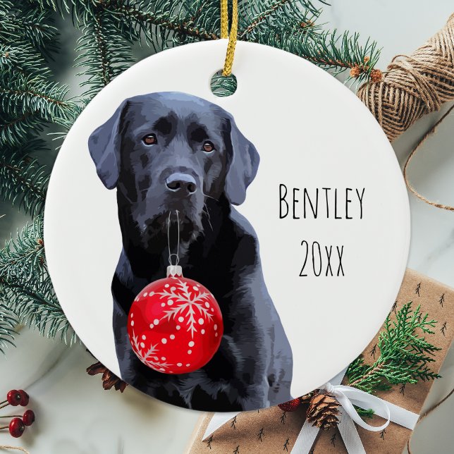 Black Lab Weihnachts Pet Labrador Welpe Niedlich H Keramik Ornament (Von Creator hochgeladen)