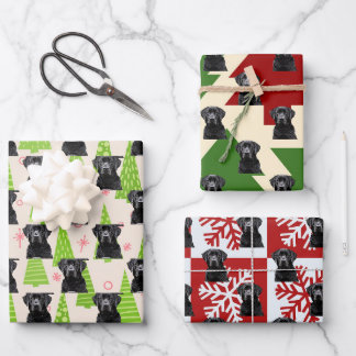 Black Lab Weihnachtshund Geschenkpapier Set