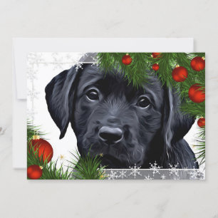 Black Lab Weihnachtskarte - Niedlicher Hund Welpe  Feiertagskarte