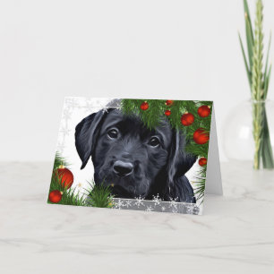 Black Lab Weihnachtskarte - Niedlicher Hundewelpen Feiertagskarte
