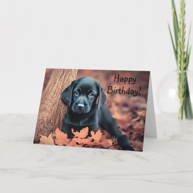 Black Lab Welppy Birthday Card Dankeskarte (Vorderseite)