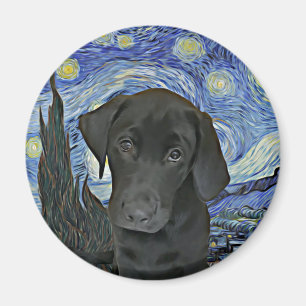 Black Lab Welppy Starry Night Van Gogh Inspiriert Magnet