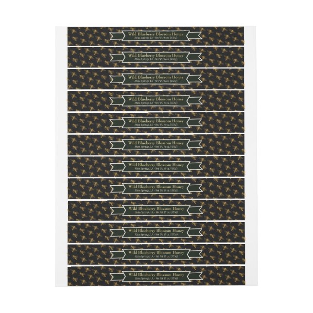 Black Label Bee Colony Honey Jar Lid Labels (Bogen)