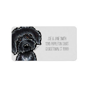 Black Labradoodle Art Gray Mod Adressaufkleber