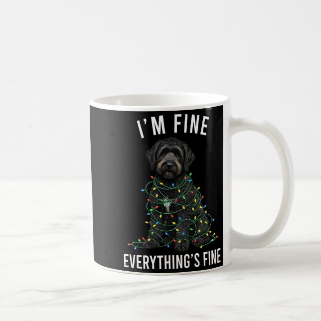 Black Labradoodle Christmas I'm Fine Everything Is Kaffeetasse (Rechts)