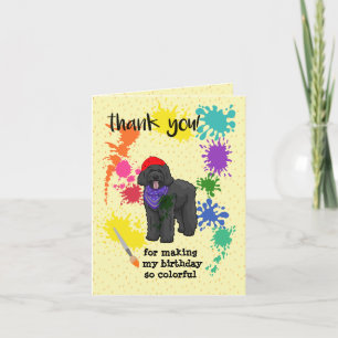 Black Labradoodle Dog Spaß Kunst Geburtstagsparty Dankeskarte