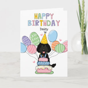 Black Labradoodle Hund Happy Birthday Card Karte