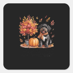 Black Labradoodle It's Fall Y’all Pumpkin Herbst Quadratischer Aufkleber