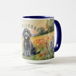 Black Labradoodle Puppy, individualisierbarer Sonn Tasse