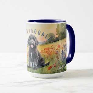 Black Labradoodle Puppy, individualisierbarer Sonn Tasse