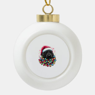Black Labradoodle Weihnachtsbaum Xmas Lights Doodl Keramik Kugel-Ornament