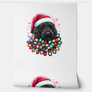 Black Labradoodle Weihnachtsbaum Xmas Lights Doodl Tapete
