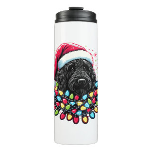 Black Labradoodle Weihnachtsbaum Xmas Lights Doodl Thermosbecher