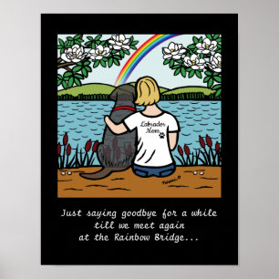 Black Labrador Angel and Mom Blonde S Poster