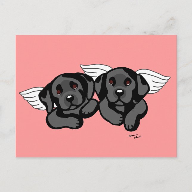 Black Labrador Angels (Rainbow Bridge) Postkarte (Vorderseite)