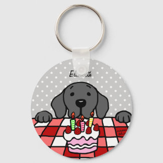 Black Labrador beobachtet Kuchen Schlüsselanhänger