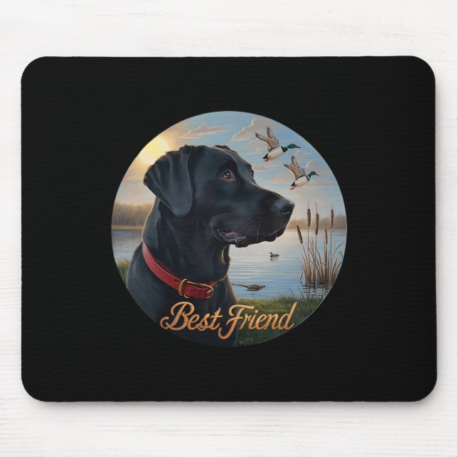 Black Labrador Best Friend. Jagd Wasservogelente Mousepad (Vorne)