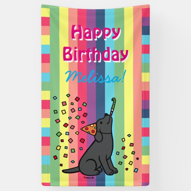 Black Labrador Birthday Party Confetti Banner (Vertikal)