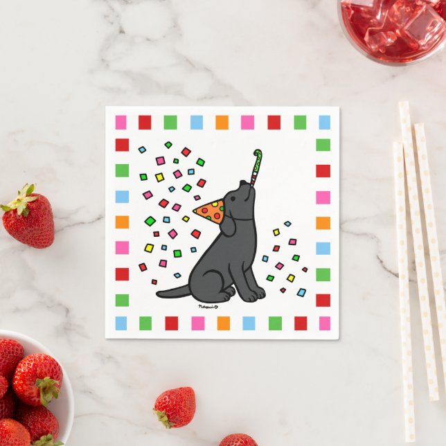 Black Labrador Birthday Party Confetti Serviette (Beispiel)