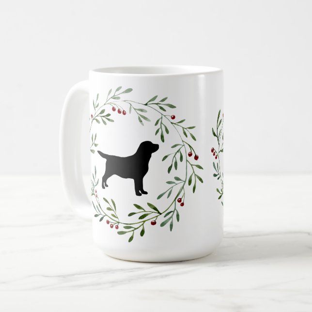 Black Labrador Christmas Elegante Retriever Dog Kaffeetasse (Vorderseite Links)