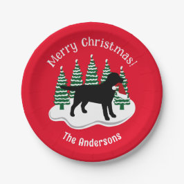 Black Labrador Christmas Evergreen Pappteller