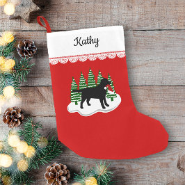 Black Labrador Christmas Evergreen Trees Kleiner Weihnachtsstrumpf