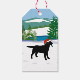 Black Labrador Christmas Evergreen Weihnachtsmannm Geschenkanhänger