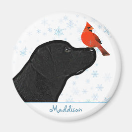 Black Labrador Christmas Kardinal - Niedlicher Hun Magnet