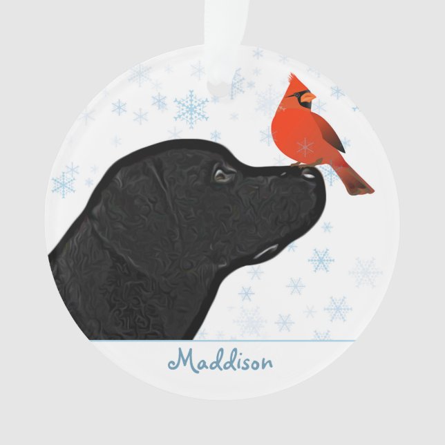 Black Labrador Christmas Kardinal - Niedlicher Hun Ornament (Vorderseite)