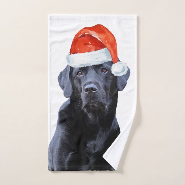 Black Labrador Christmas Niedlich Santa Dog Badhandtuch Set (Handtuch)