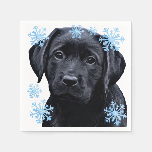 Black Labrador Christmas - Niedlicher Hund Welpe B Serviette (Vorderseite)