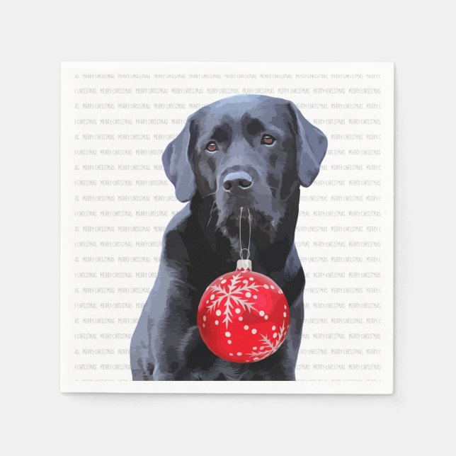 Black Labrador Christmas - Niedlicher Hundewelpen Serviette (Vorderseite)