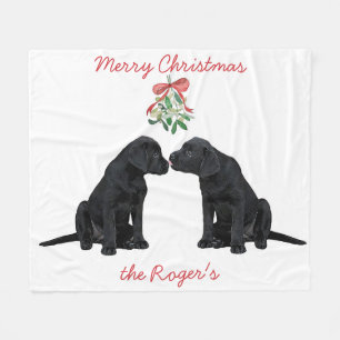 Black Labrador Christmas Puppy Fleecedecke