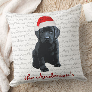 Black Labrador Christmas Puppy Kissen