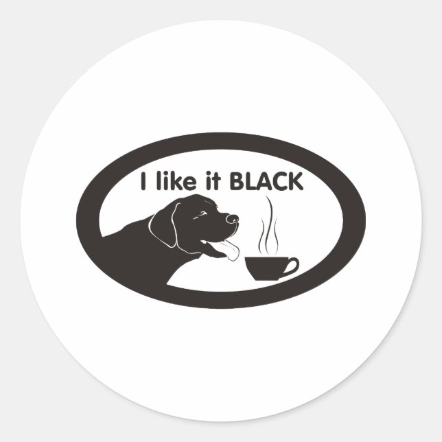 Black Labrador Coffee Theme Runder Aufkleber (Vorderseite)