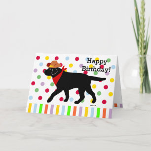 Black Labrador Cowboy Cartoon Karte