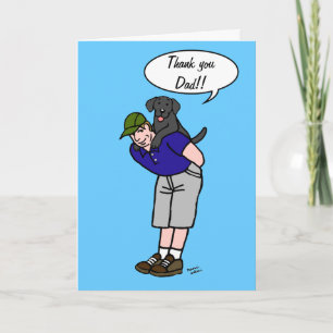 Black Labrador Daddy in Blue Karte