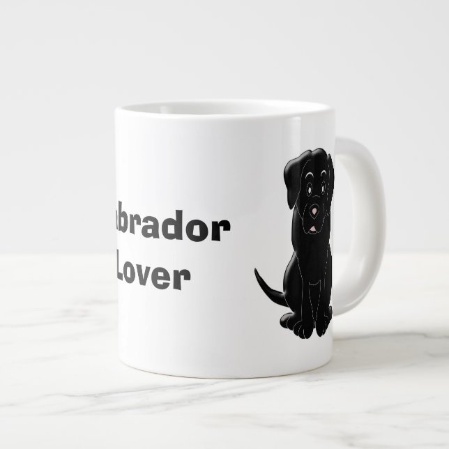 Black Labrador Design Jumbo-Tasse (Vorderseite Rechts)
