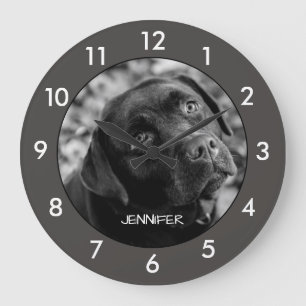 Black Labrador Dog Custom Large Clock Große Wanduhr