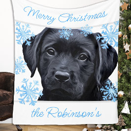 Black Labrador Frohe Weihnachten Fleecedecke