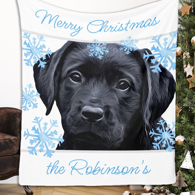 Black Labrador Frohe Weihnachten Fleecedecke (Von Creator hochgeladen)