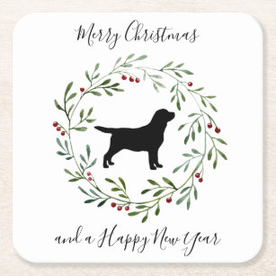 Black Labrador Frohe Weihnachts Retriever Dog Rechteckiger Pappuntersetzer