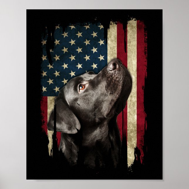 Black Labrador Gift USA Flag Labrador Eigentümer D Poster (Vorne)