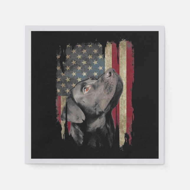 Black Labrador Gift USA Flag Labrador Eigentümer D Serviette (Vorderseite)